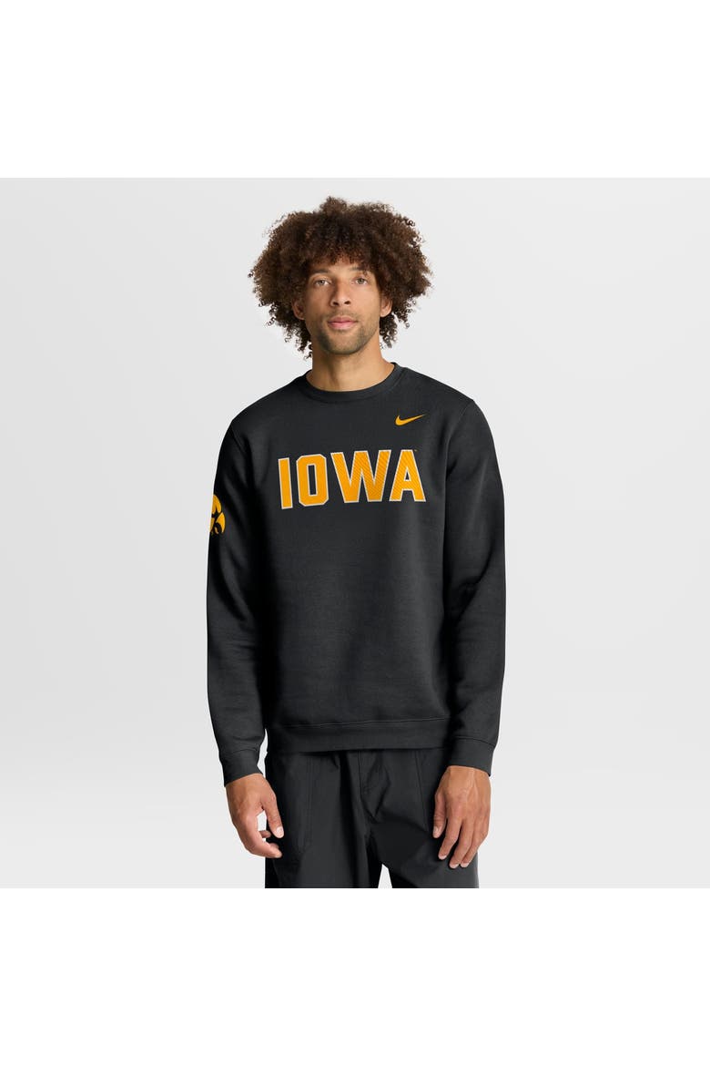 Men's Nike Black Iowa Hawkeyes 2026 Sideline Club Sweatshirt, Main, color, Black