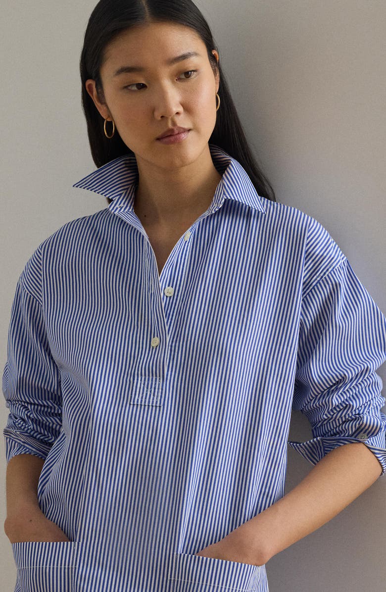 Lauren Ralph Lauren Striped Cotton Broadcloth Shirtdress, Alternate, color, Blue/ White