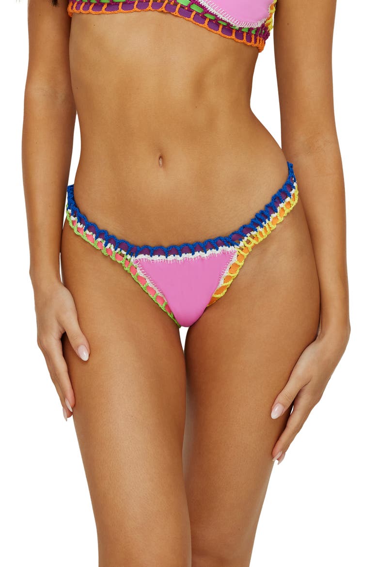 Colorful Whipstitch Trim Bikini Bottoms, Main, color, ULTRAVIOLET