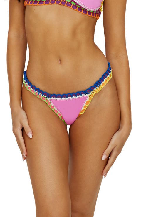 Colorful Whipstitch Trim Bikini Bottoms