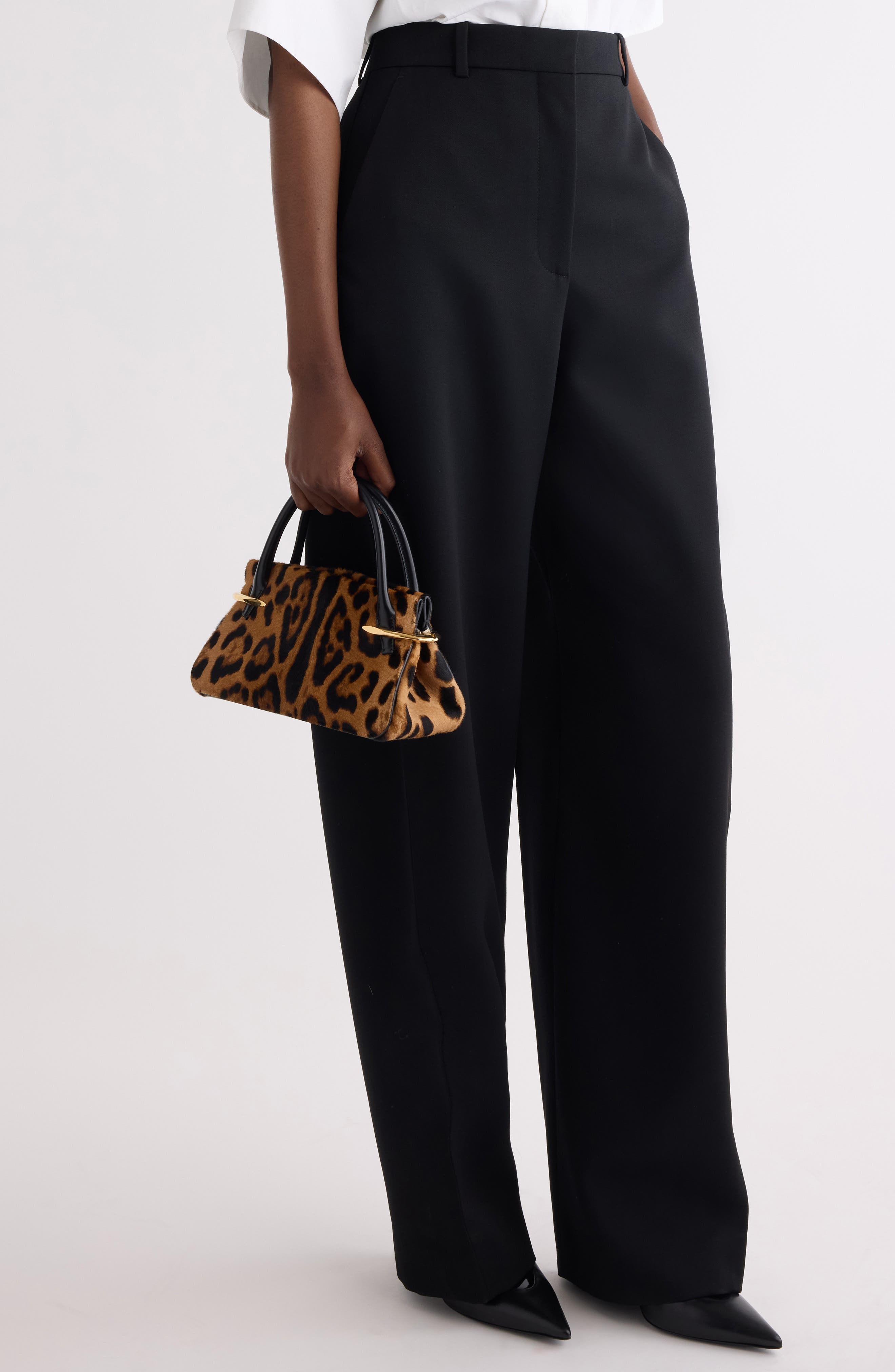 Givenchy Mini Pinch Genuine Calf Hair Top Handle Bag, Alternate, color, 007-Black/ Beige