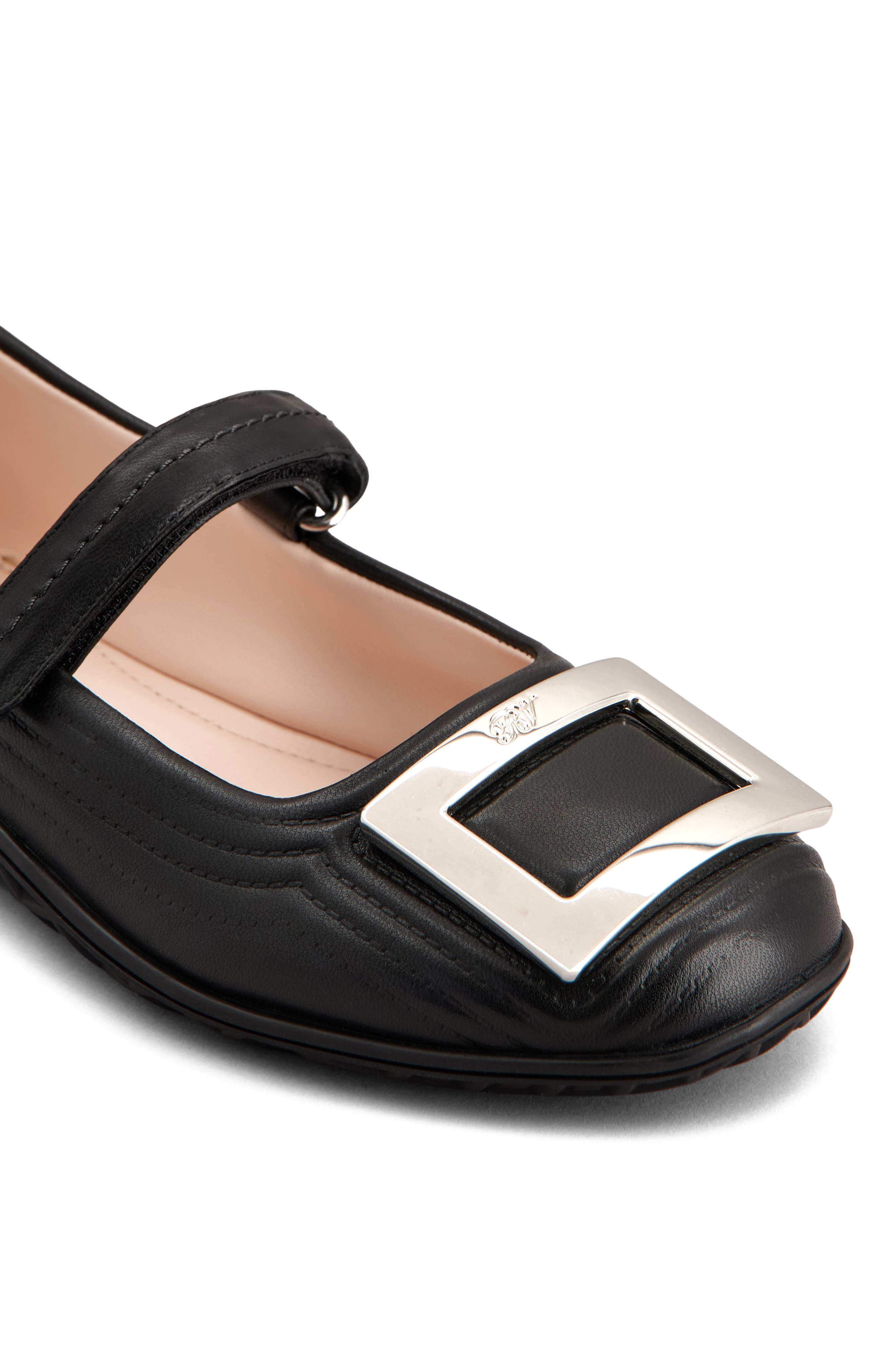 Roger Vivier Viv Low Quilted Mary Jane Ballet Flat, Alternate, color, Nero