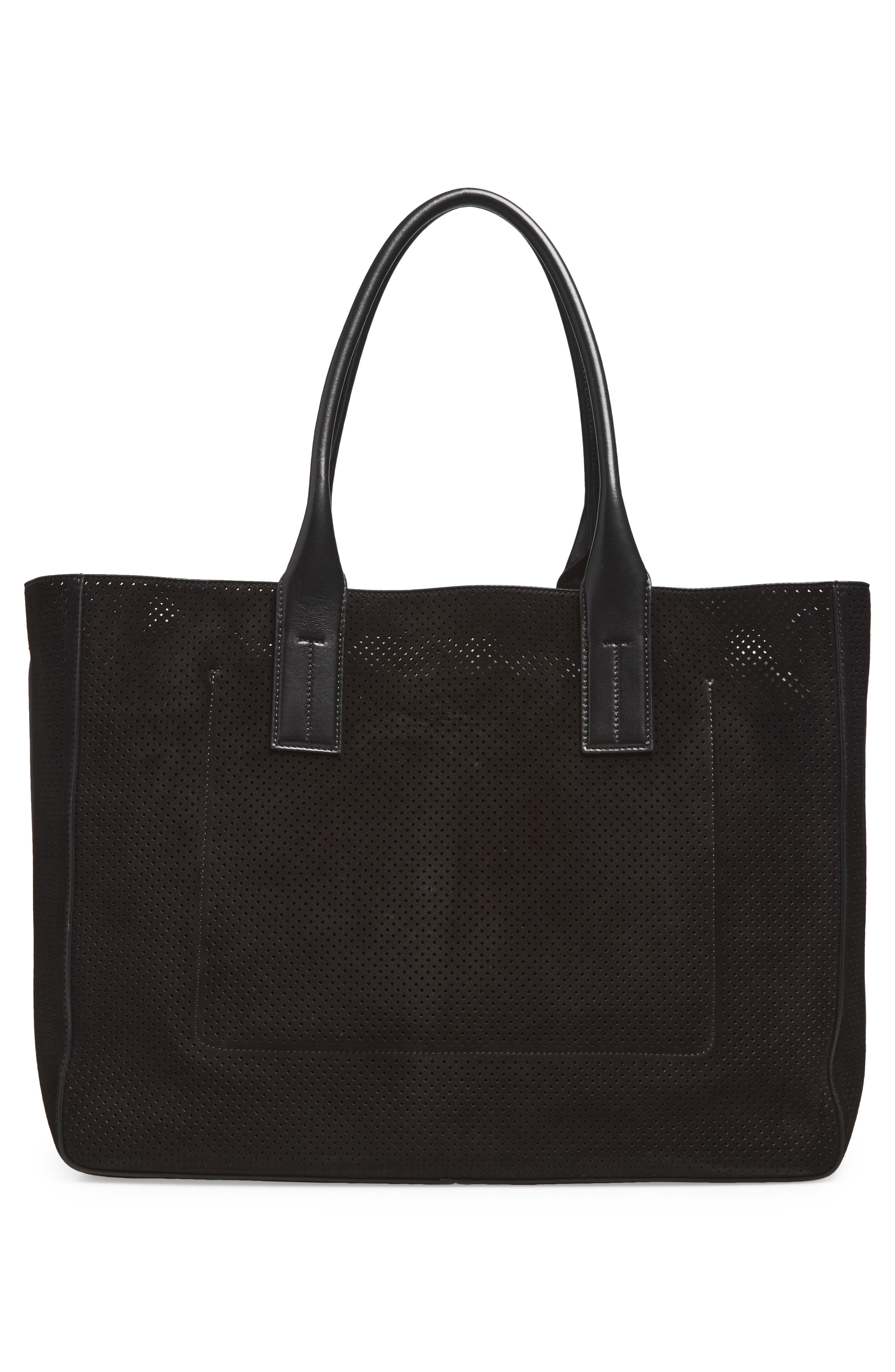 TOM FORD Perforated Suede Tote, Alternate, color, Black