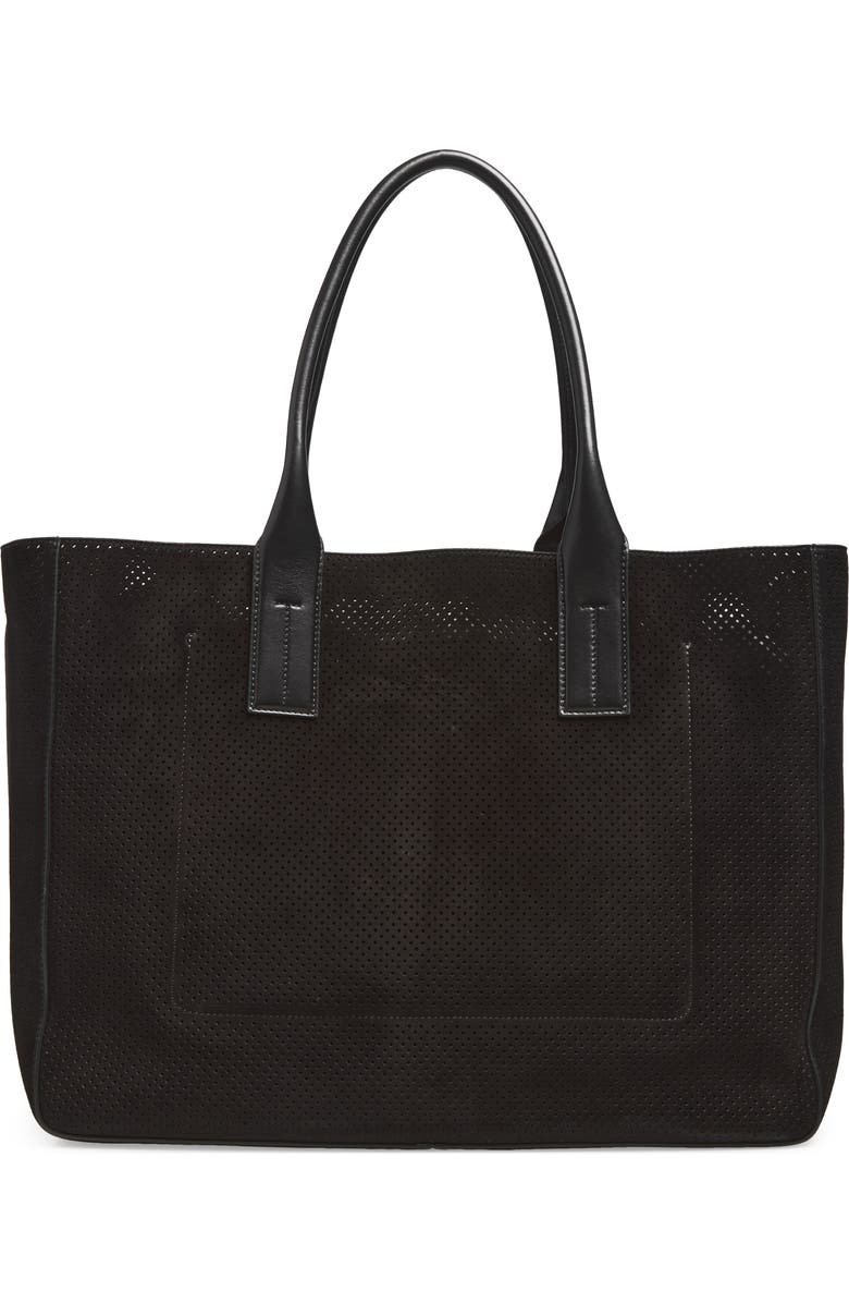 TOM FORD Perforated Suede Tote, Alternate, color, Black
