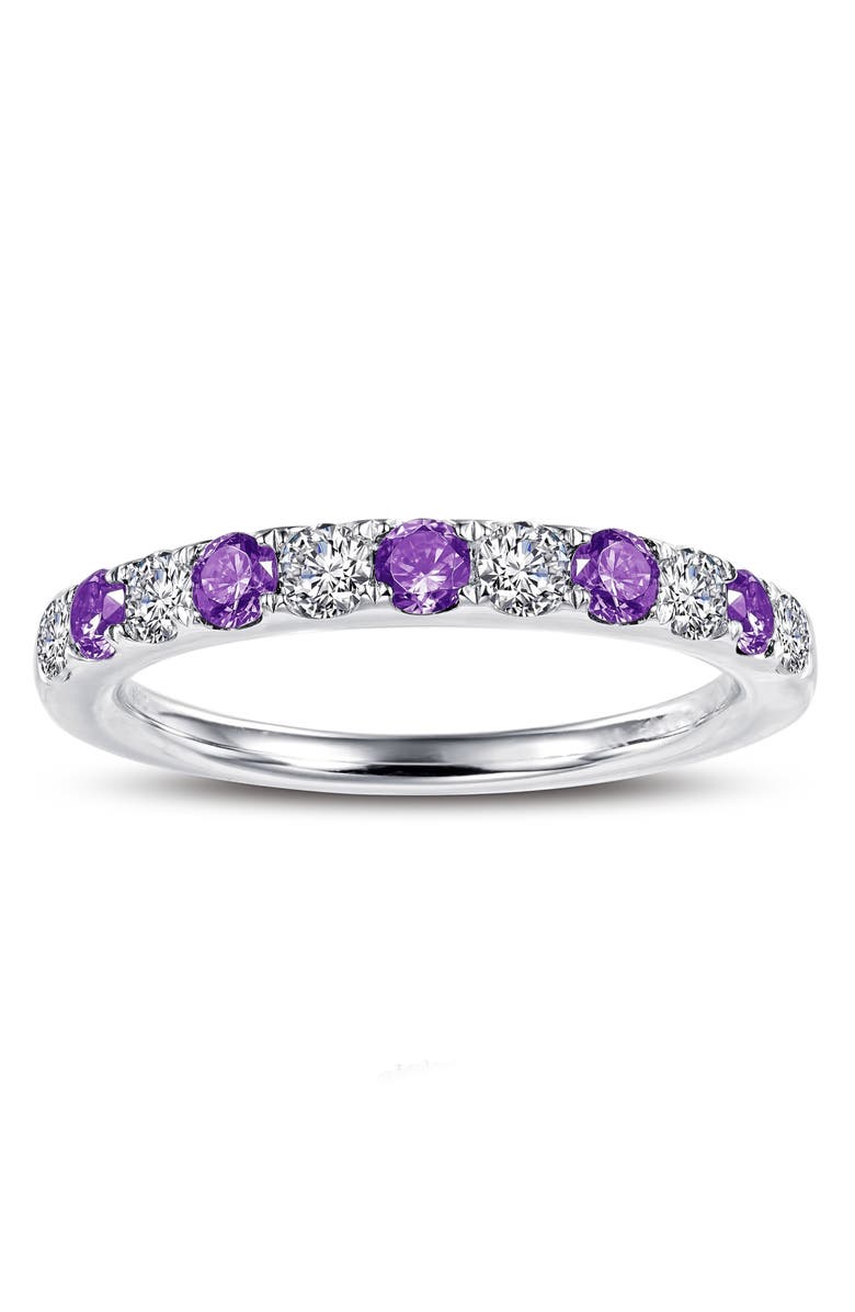 Lafonn Simulated Diamond Birthstone Band Ring, Alternate, color, February - Purple/ Silver