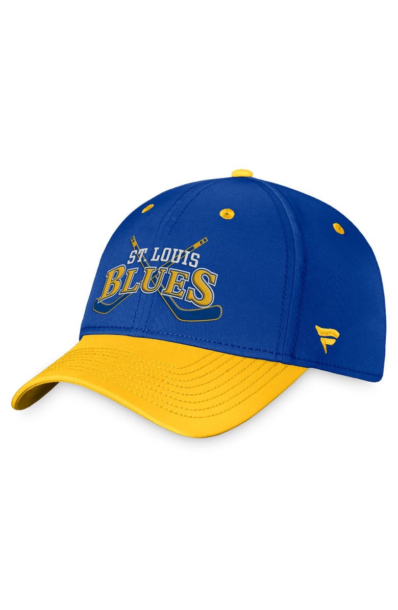 FANATICS Men's Fanatics Branded Blue/Gold St. Louis Blues Heritage Vintage Flex Hat, Main, color, Blue