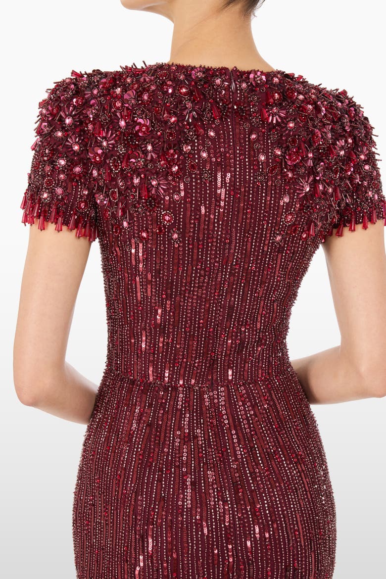 Eliza Beaded Maxi Dress, Alternate, color, Cardinal