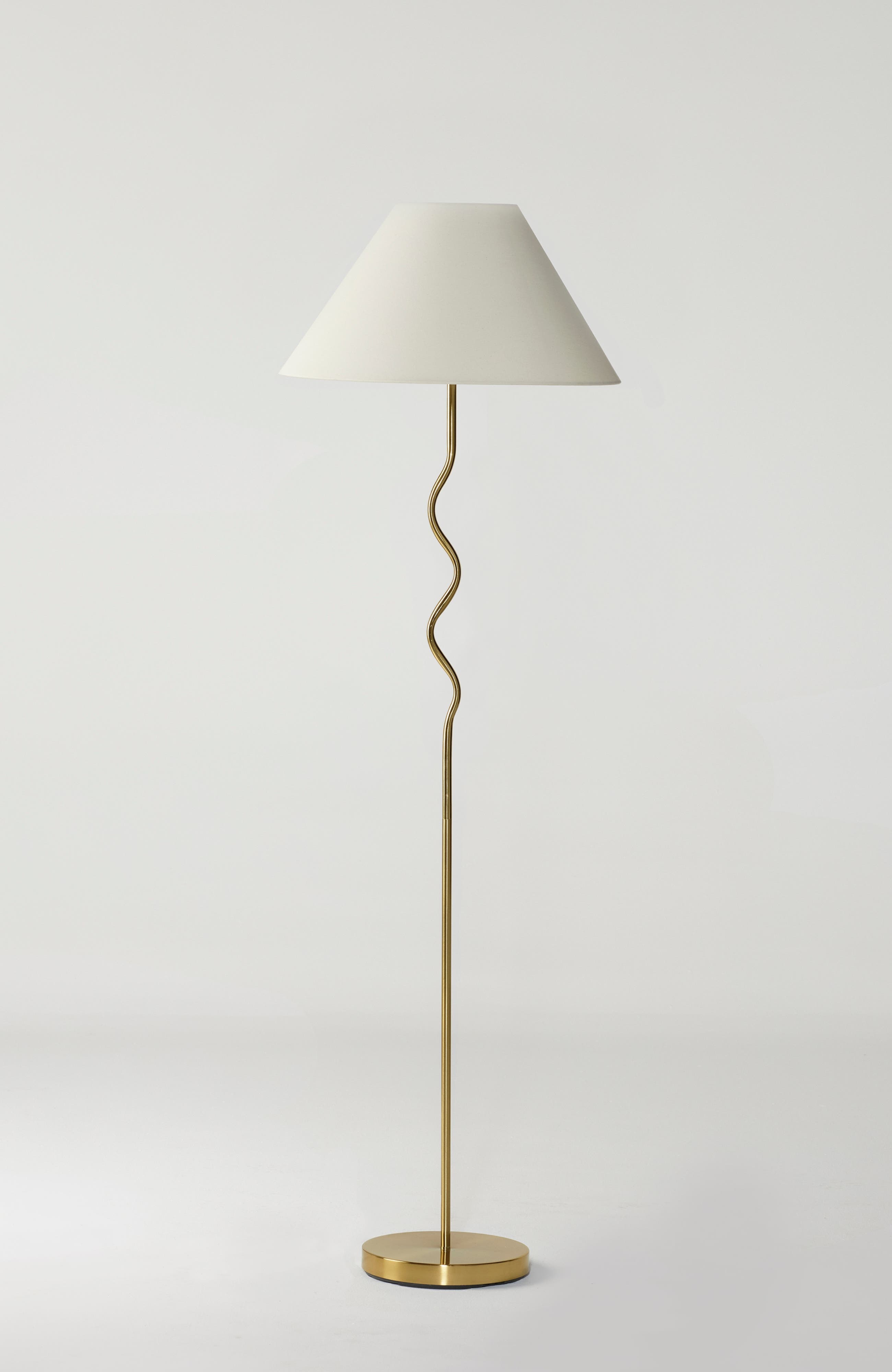 Brightech Squiggle 62" LED Modern Wavy Floor Lamp with Fabric Shade, Bulb Included - Antique Brass