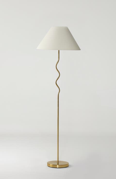 Squiggle 62" LED Modern Wavy Floor Lamp with Fabric Shade, Bulb Included