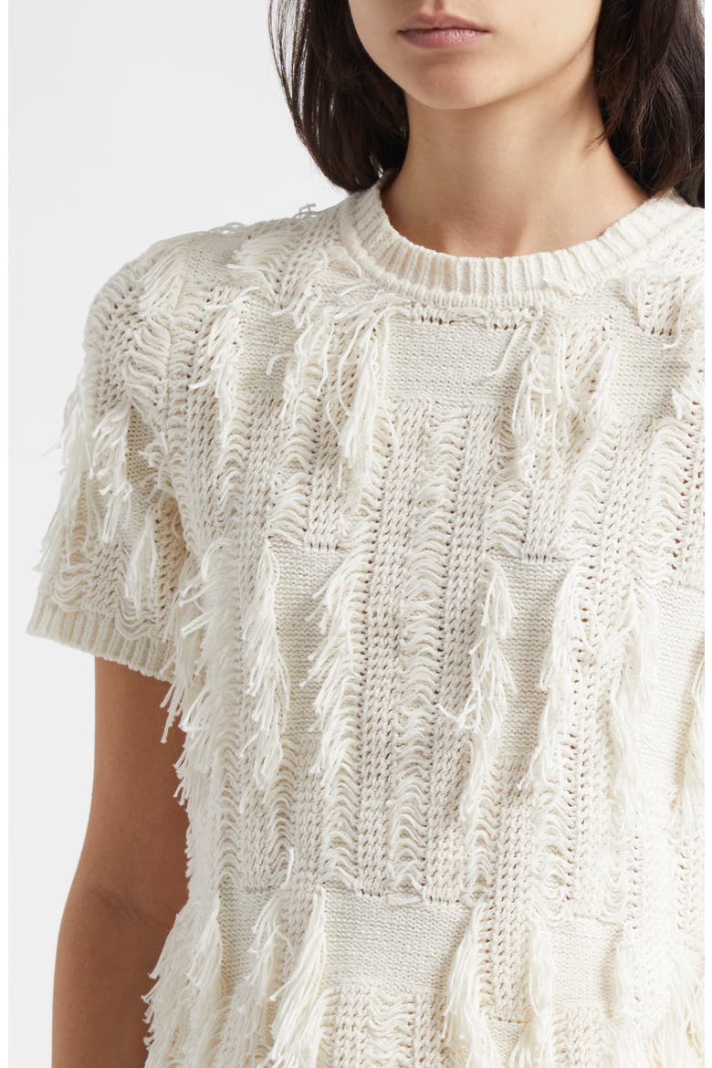 Rumi Fringe Cotton Blend Sweater, Alternate, color, PRISTINE