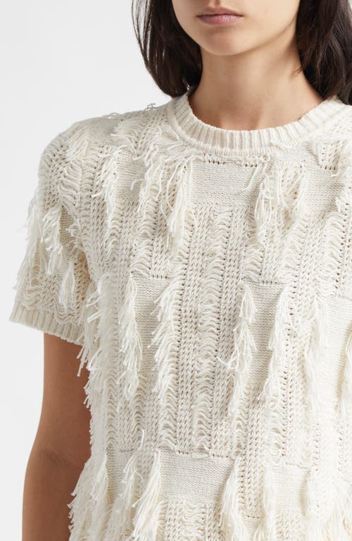 Ulla Johnson Rumi Fringe Cotton Blend Sweater In Pristine