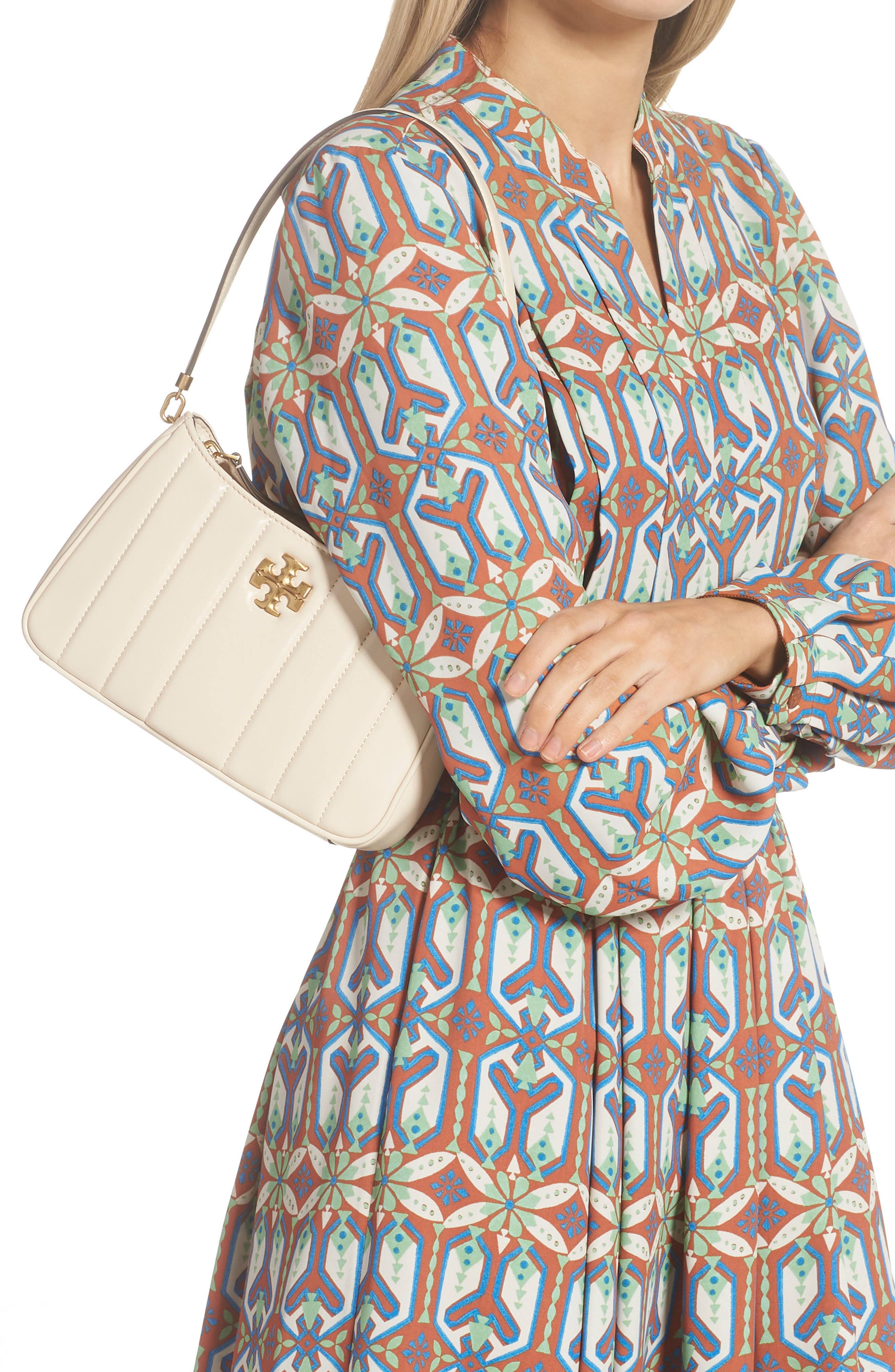 Kira Mini Quilted Leather Satchel, Alternate, color, BRIE / ROLLED GOLD