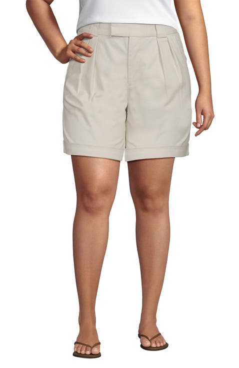 Chino High Rise Pleated 7" Shorts
