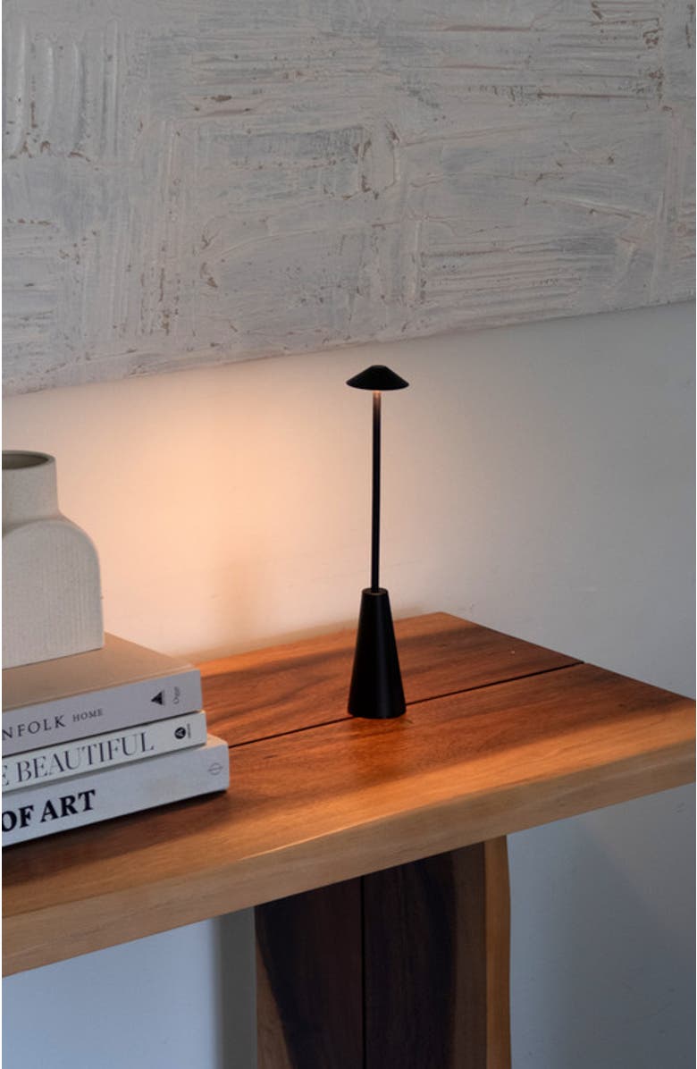 Brightech Enoki 12" Portable USB-Rechargeable LED Bistro Table Lamp with Slim Matte Black Stem and 3-Way Touch Dimming, Alternate, color,