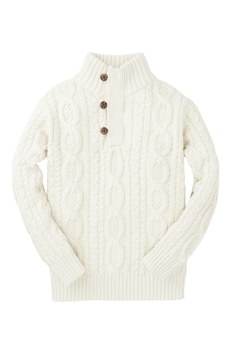 Hope & Henry Baby Boys' Organic Mock Neck Cable Sweater, Infant, Main, color, Soft White