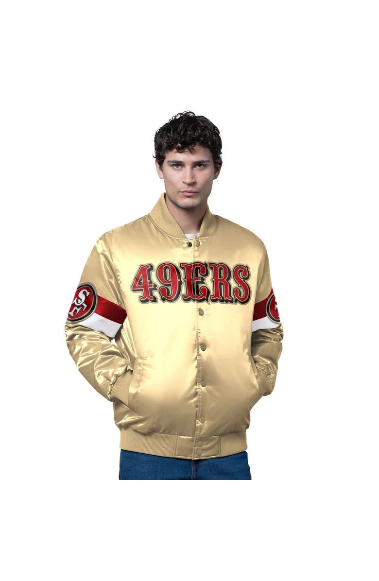 STARTER Men's Starter Gold San Francisco 49ers Triple Option Full-Snap Varsity Jacket, Alternate, color, Gold