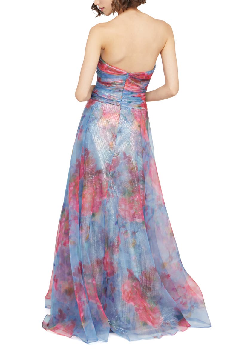 Theia Giselle Strapless Metallic Organza Gown, Alternate, color,