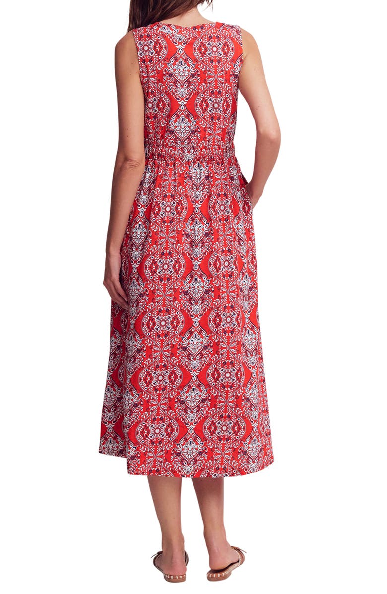 Boden Delphine Print Sleeveless Jersey Midi Dress, Alternate, color, Blood Orange Gardenia