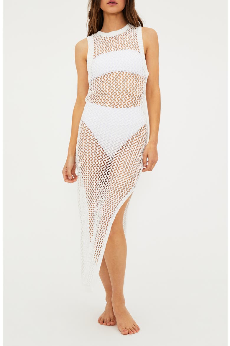 Holly Sheer Open Knit Cover-Up Dress, Main, color, WHITE