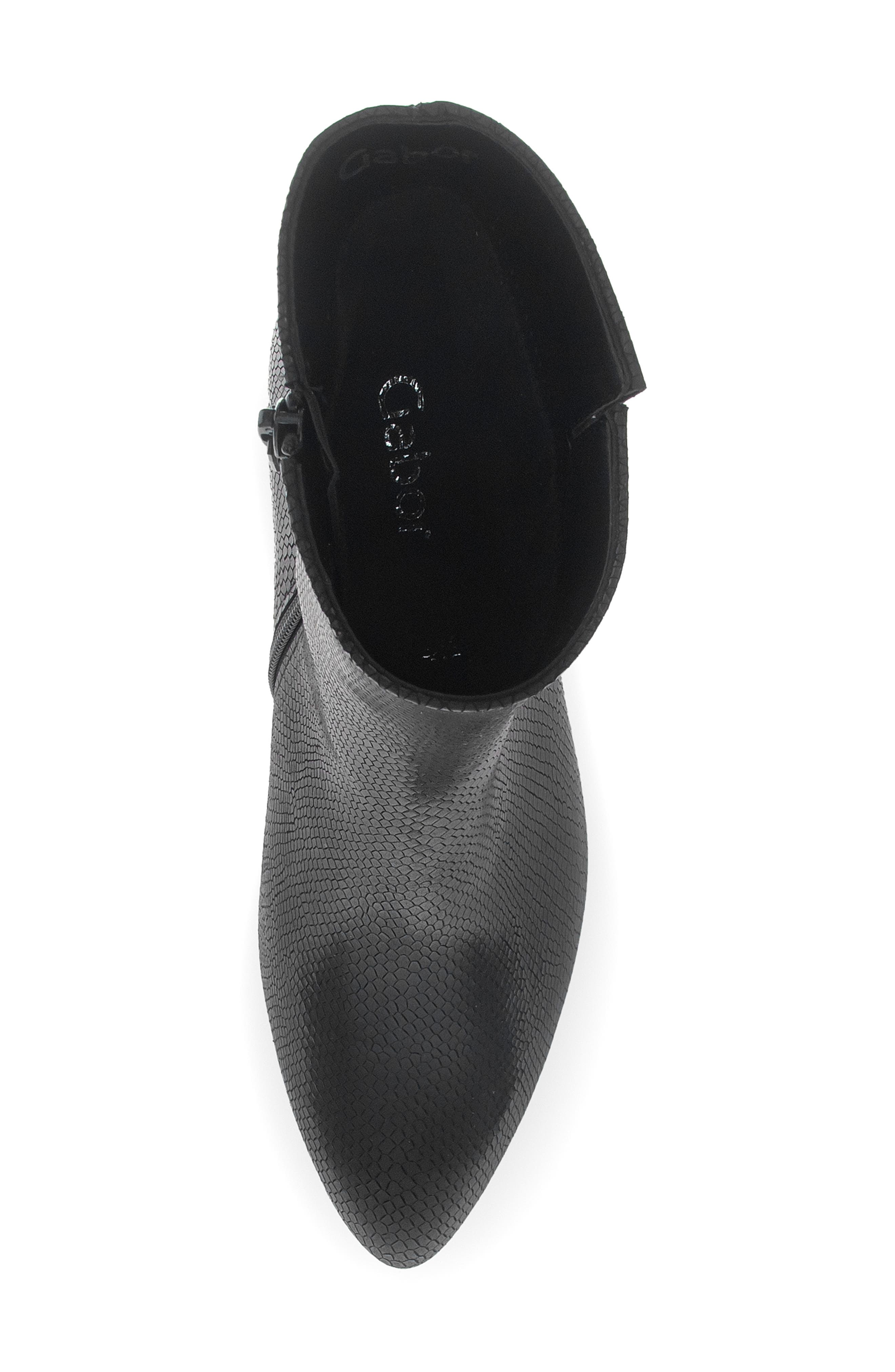 Sabine Croc Embossed Leather Bootie, Alternate, color, BLACK