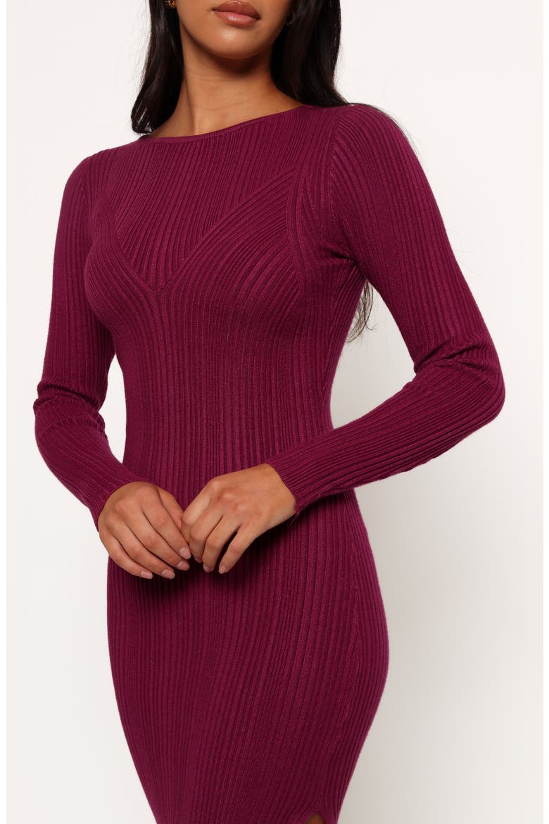 Mattie Long Sleeve Rib Maxi Dress, Alternate, color, PLUM