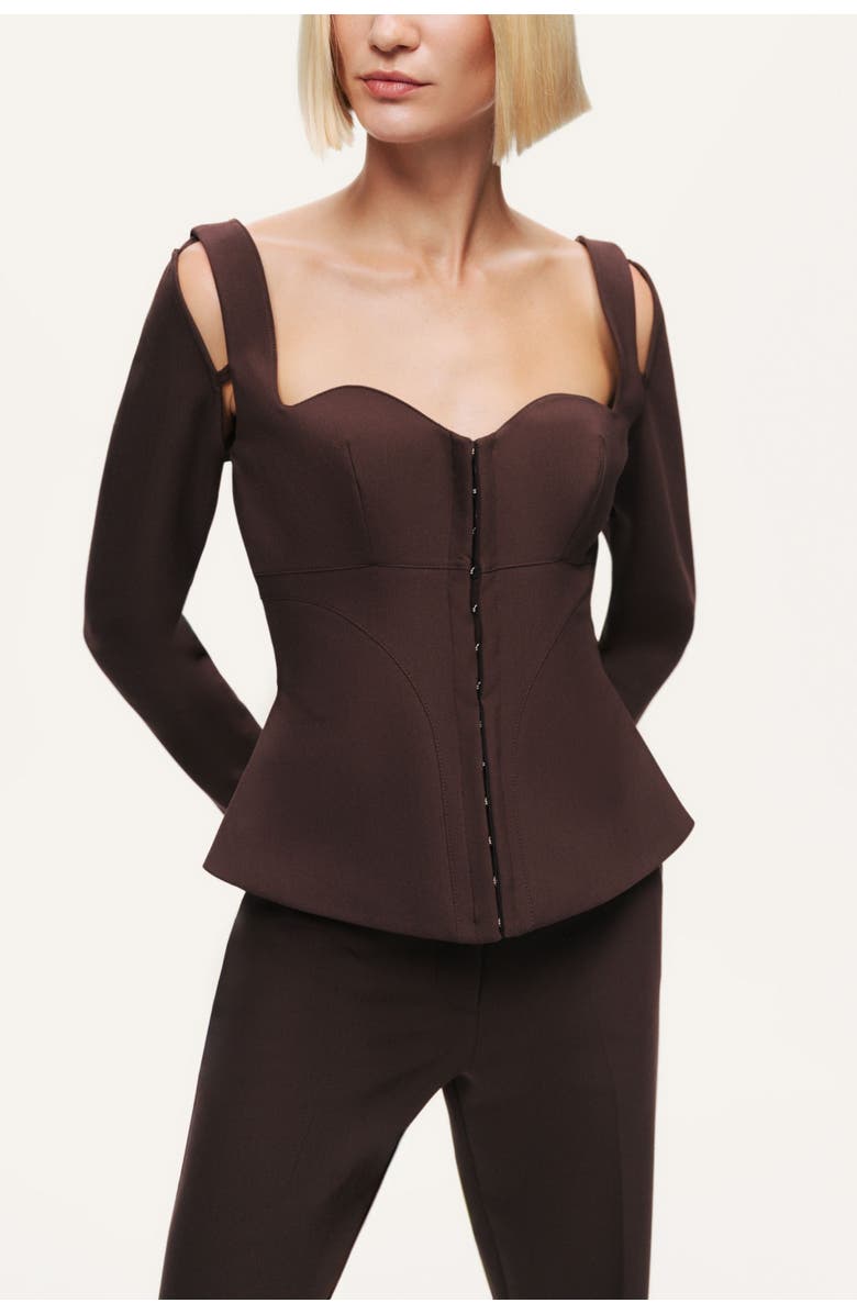 Nocturne Cut-Out Sweetheart Corset Top, Alternate, color, Dark Brown