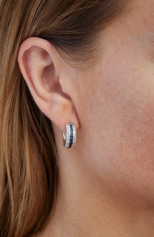Savvy Cie Jewels Stone Hoop Earrings In Metallic