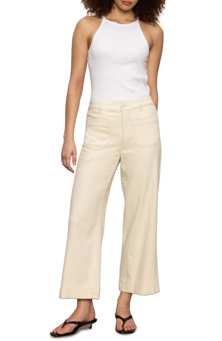 Sanctuary Soft Marine High Waist Wide Leg Crop Cotton Pants, Alternate, color, Macrame