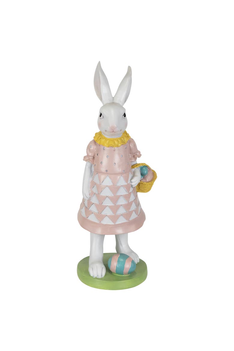 Girl Bunny with Easter Basket Outdoor Garden Statue - 12", Alternate, color, Pink