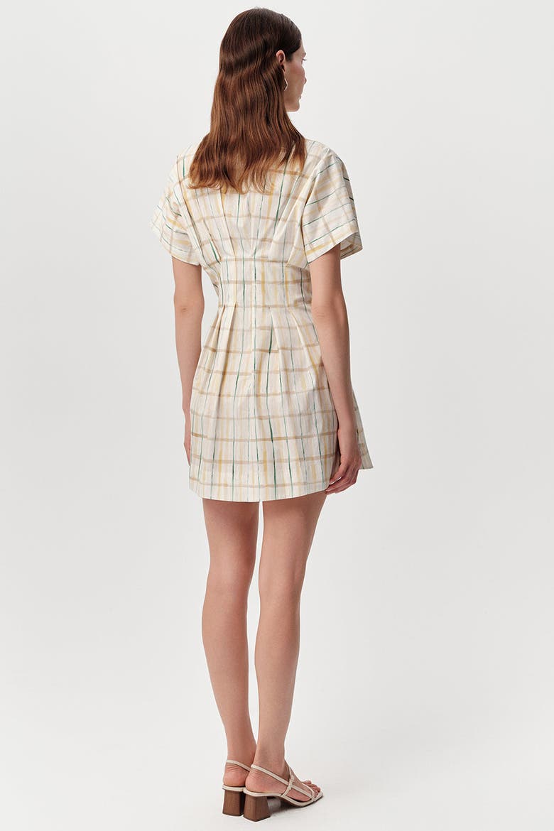 Alberge Short Sleeve Tie Waist Plaid Mini Dress, Alternate, color, Multi Color