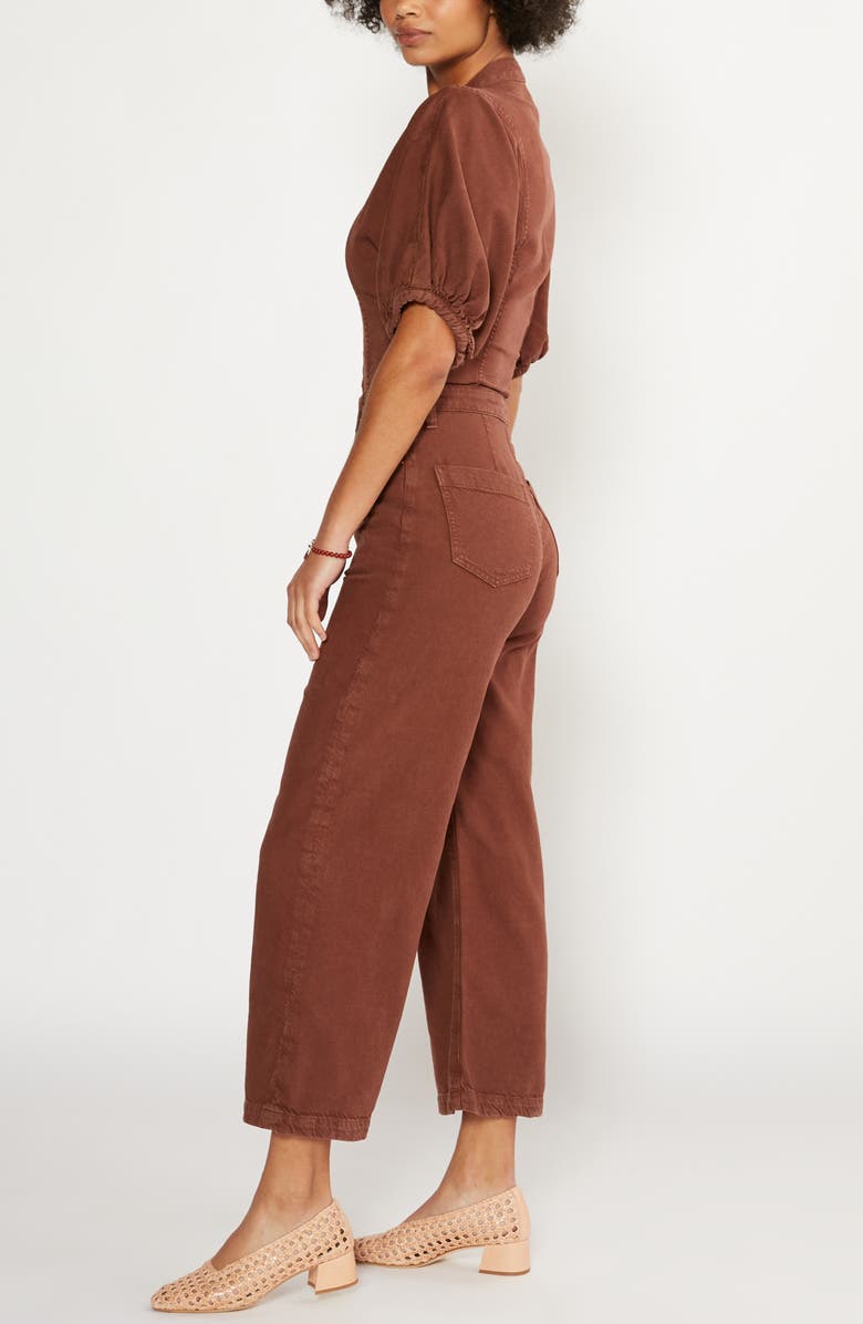 ÉTICA Celeste Puff Sleeve Wide Leg Denim Jumpsuit, Alternate, color, 