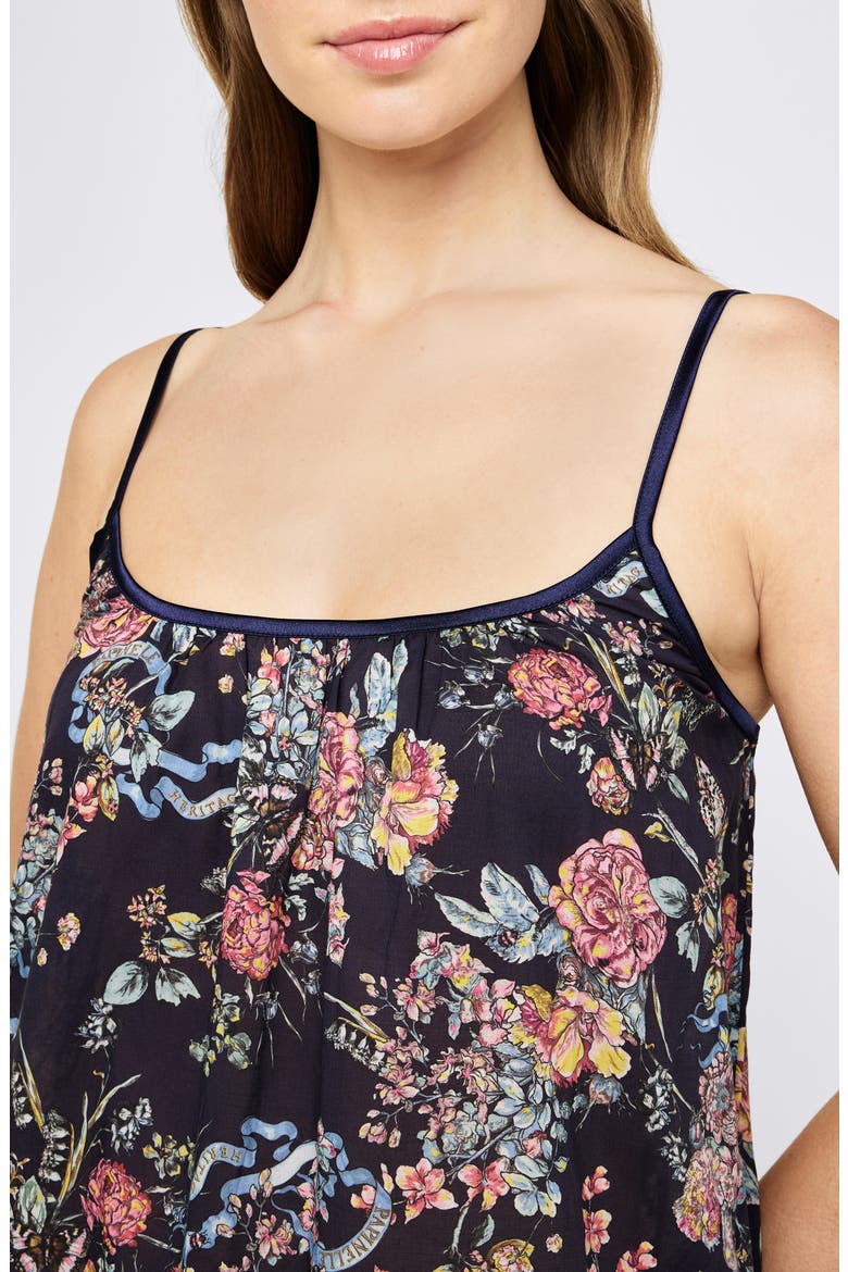 Layla Floral Cotton Nightgown, Alternate, color, NAVY
