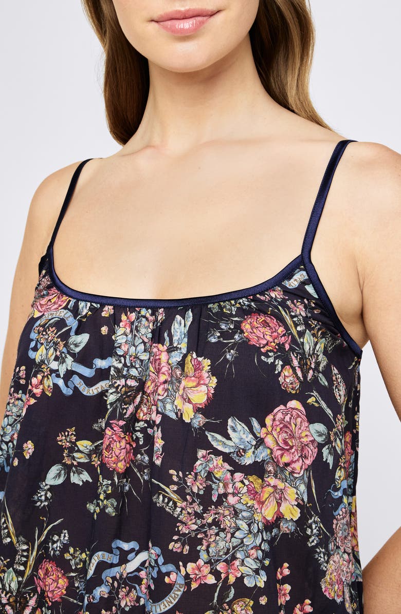 Papinelle Layla Floral Cotton Nightgown, Alternate, color, Navy