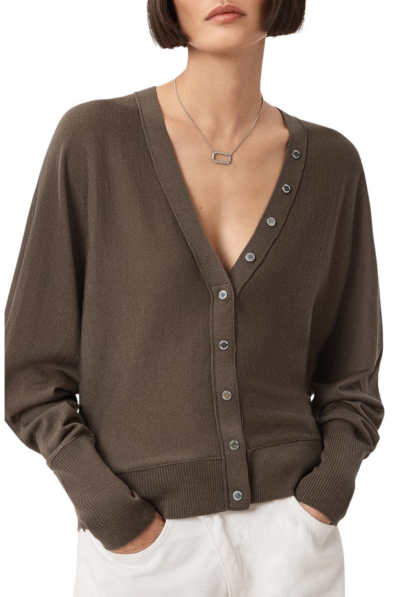 Honor V Merino Wool Cardigan, Main, color, WALNUT BROWN