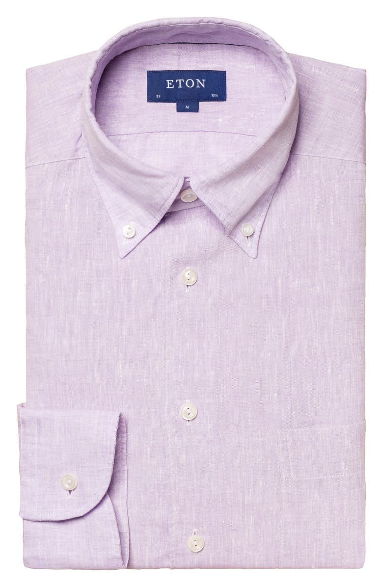 Eton Contemporary Fit Linen Dress Shirt, Alternate, color, 