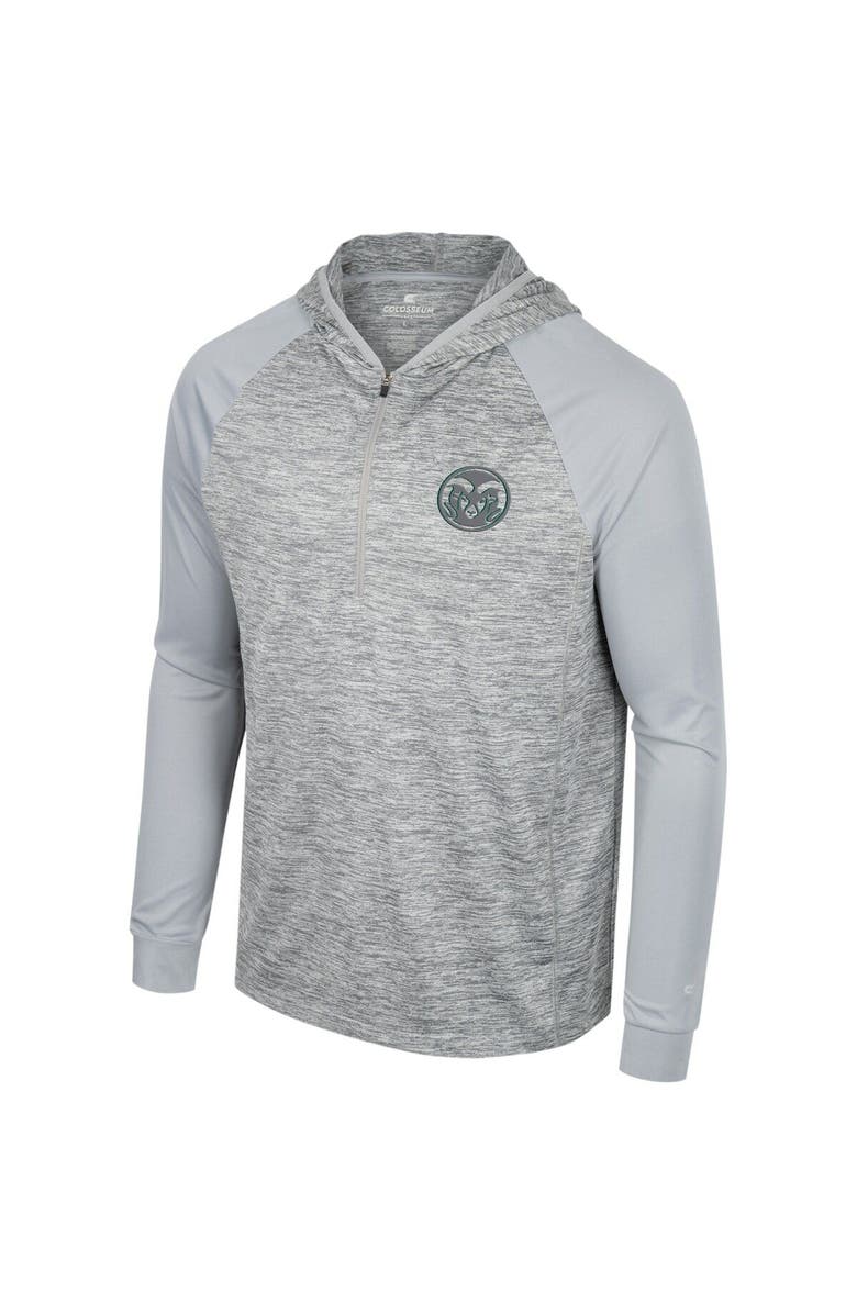 COLOSSEUM Men's Colosseum Gray Colorado State Rams Cybernetic Raglan Quarter-Zip Hooded Top, Alternate, color, Gray