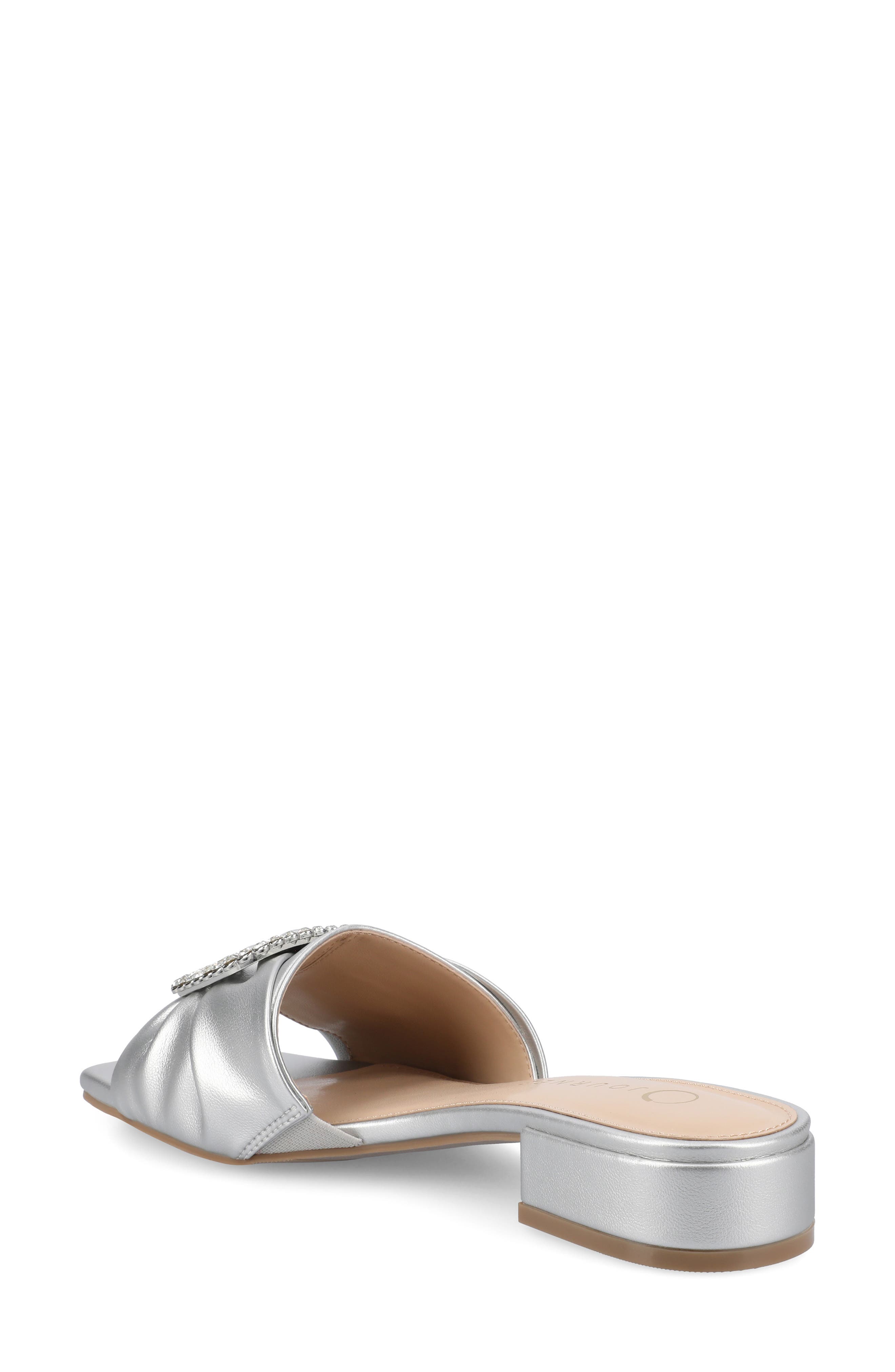 Flavia Rhinestone Buckle Slide Sandal, Alternate, color, SILVER
