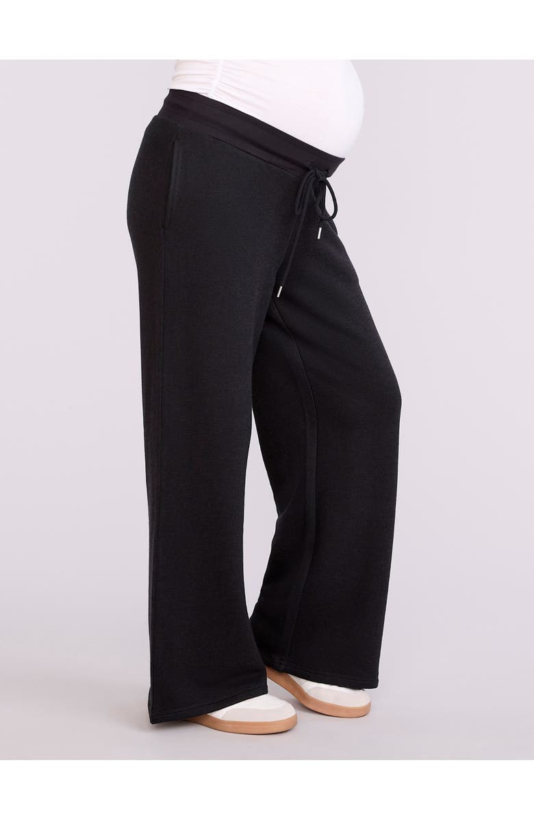 MOTHERHOOD MATERNITY Under the Belly Wide Leg Sweatpants, Alternate, color, Black