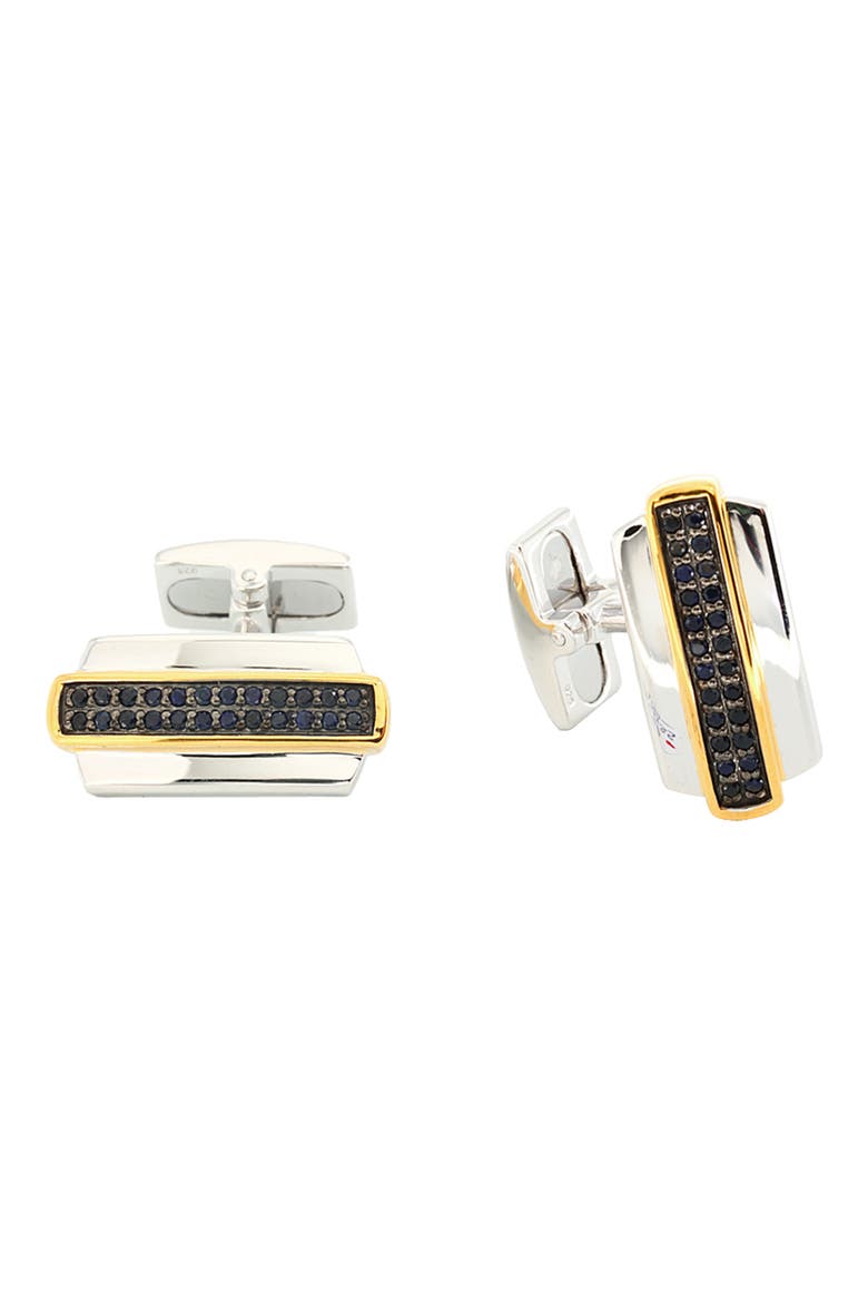 Two Tone Sapphire Cufflinks, Main, color, BLACK