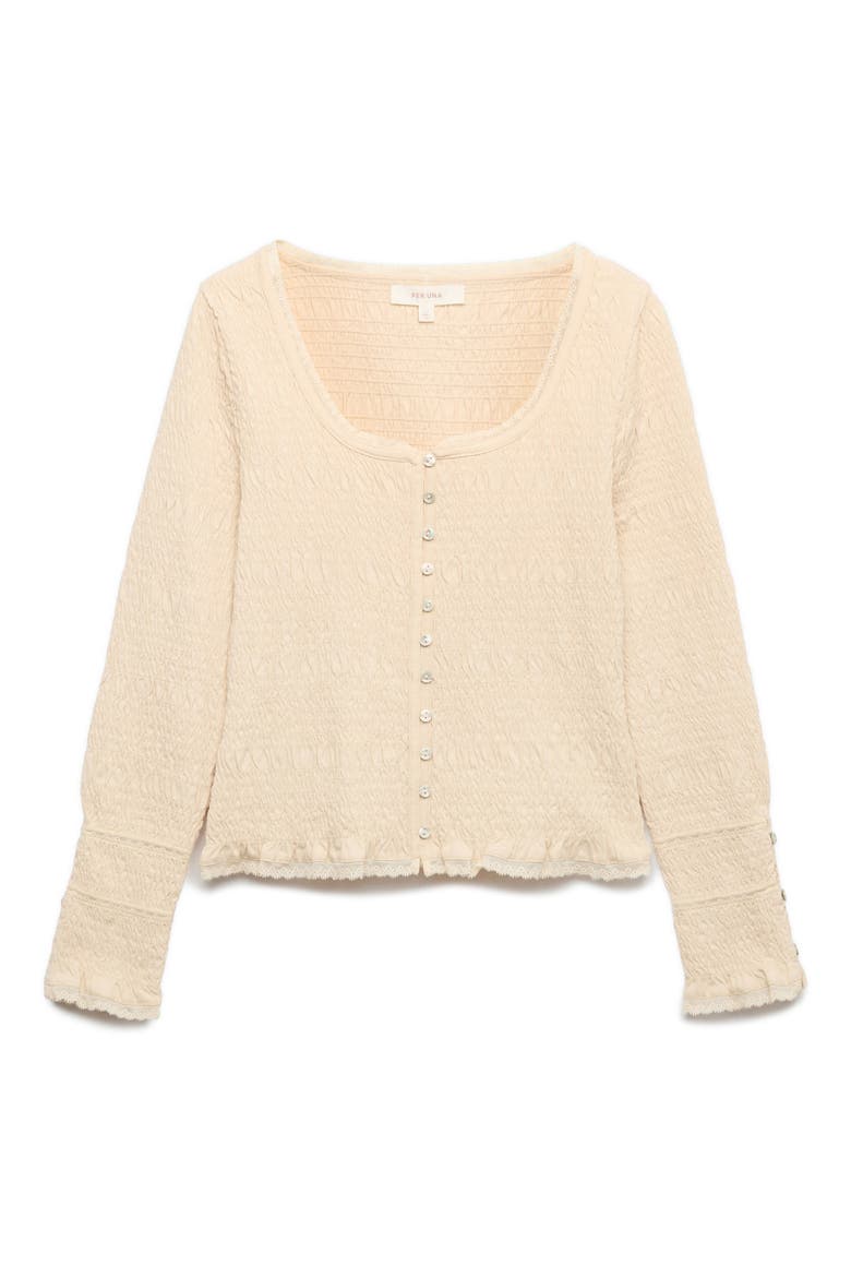 Smocked Cotton Jersey Top, Alternate, color, ECRU