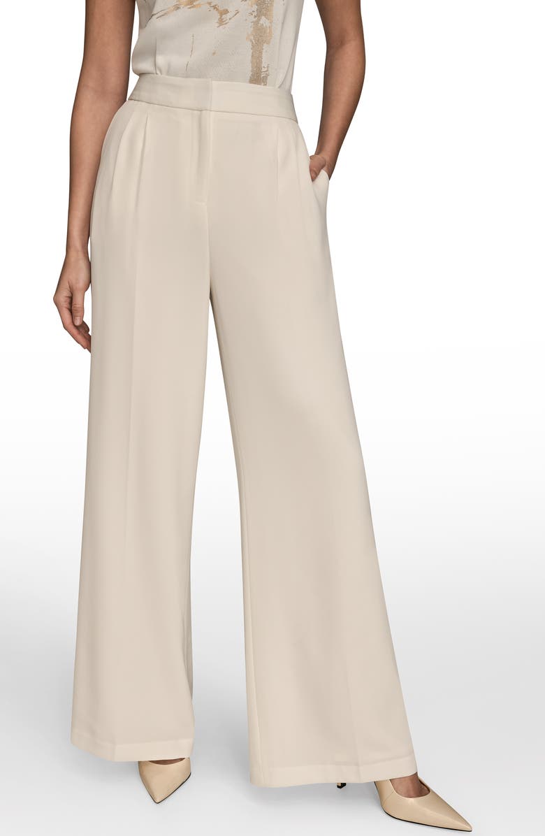 Donna Karan New York Pleated Wide Leg Pants, Main, color, Cream