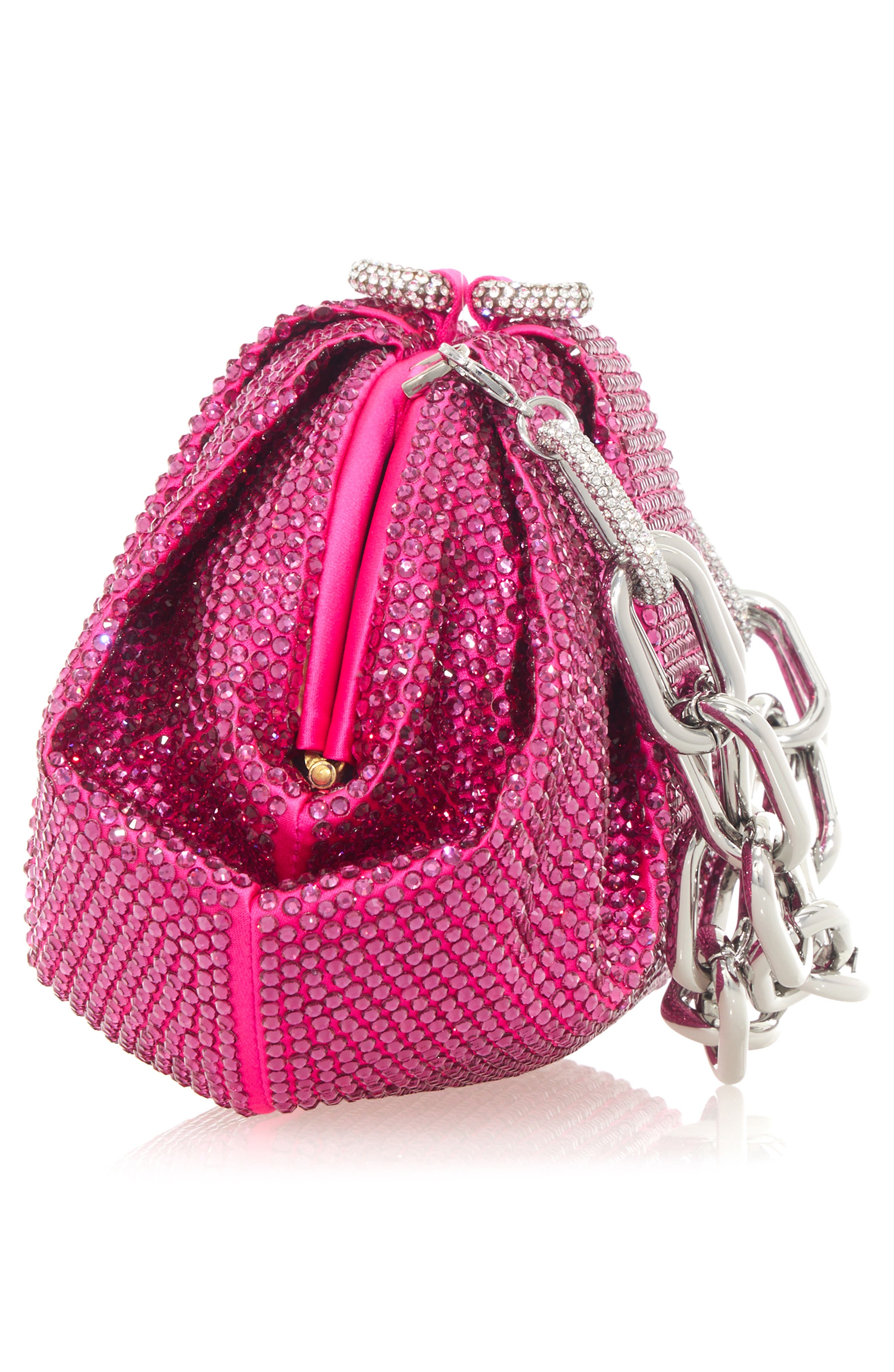 Gemma Crystal Clutch, Alternate, color, SILVER FUCHSIA