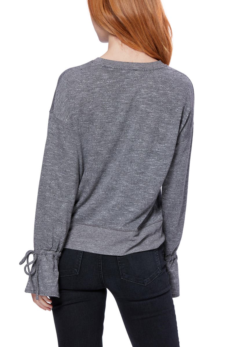 PAIGE Keily Tie Cuff Long Sleeve Top, Alternate, color, Charcoal Heather
