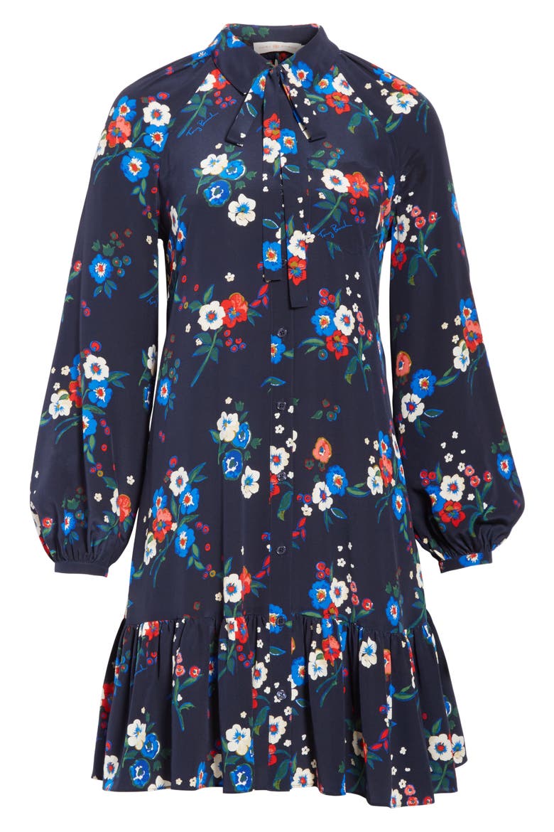 Gabrielle Floral Silk Shirtdress, Alternate, color, PANSY BOUQUET