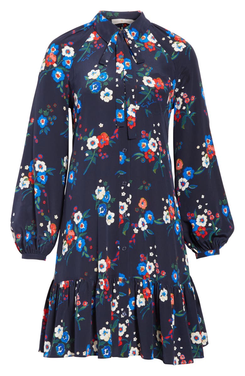 Tory Burch Gabrielle Floral Silk Shirtdress, Alternate, color,