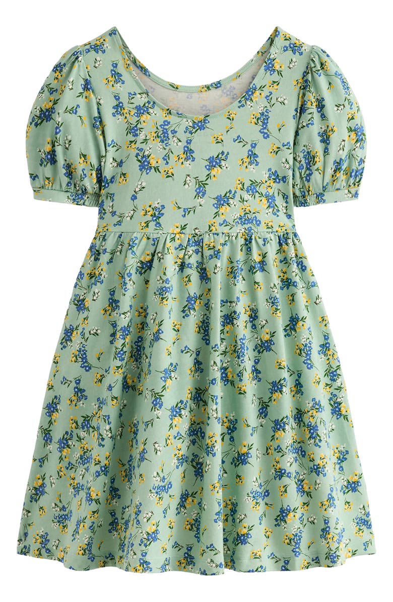 Mini Boden Kids' Ballerina Jersey Dress, Alternate, color, Green Floral