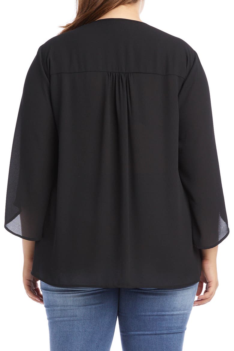 Tie Neck Bell Sleeve Top, Alternate, color, BLACK