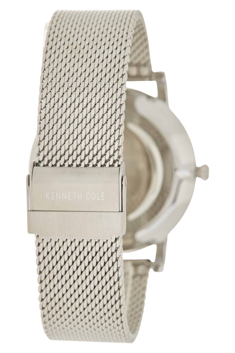 New York 3-Hand Quartz Mesh Strap Watch, 44mm, Alternate, color, SILVER