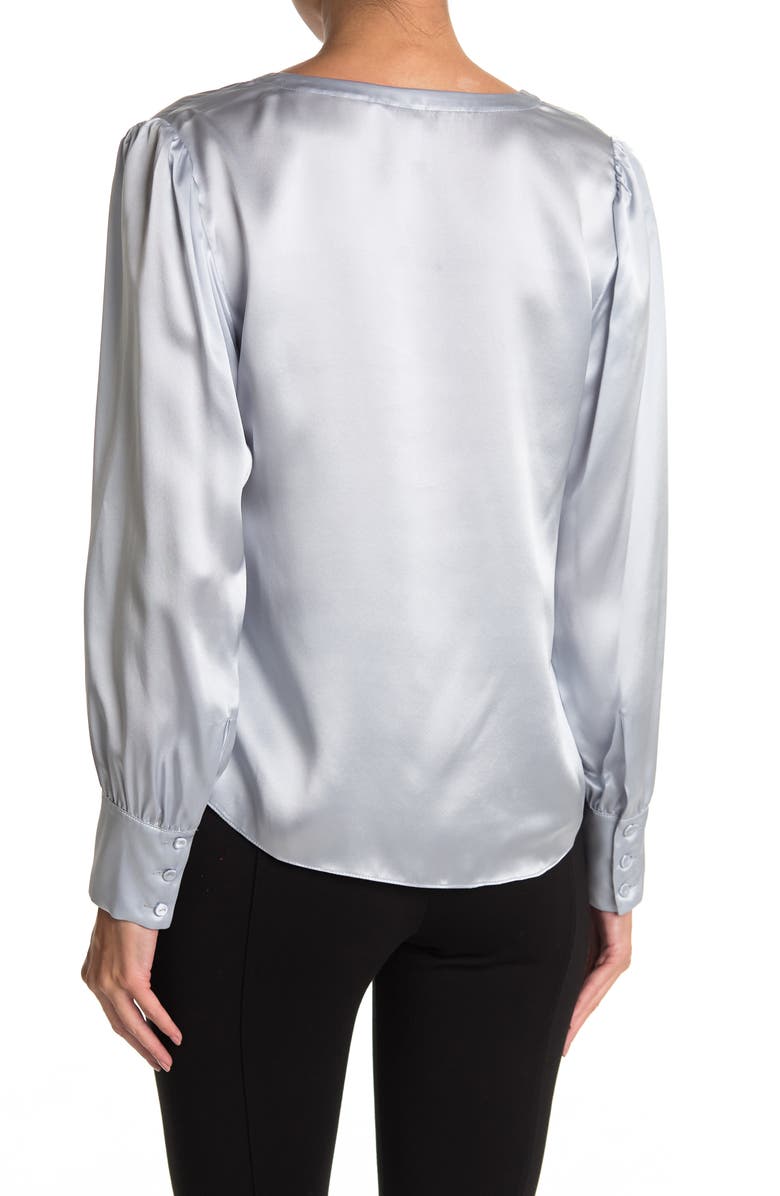 Rebecca Taylor Long Sleeve Silk Charmeuse Top, Alternate, color, 
