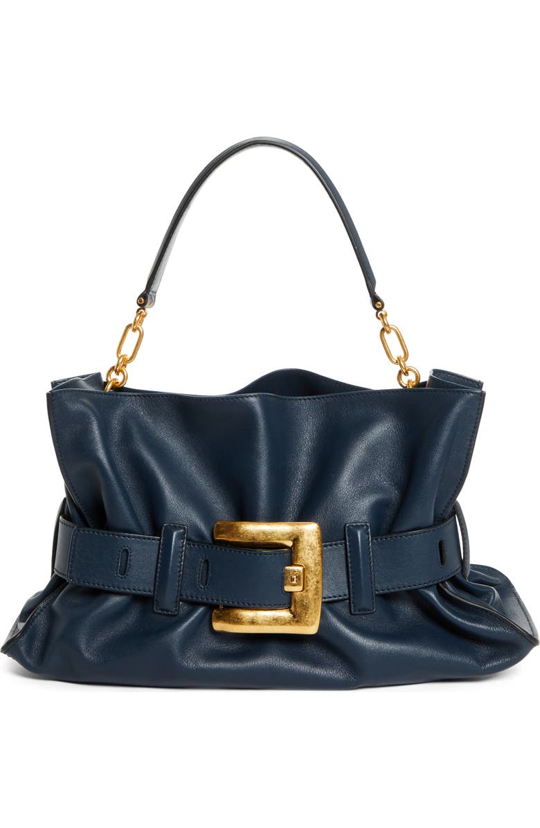 Balmain Medium Anthem Leather Tote, Main, color, Oil